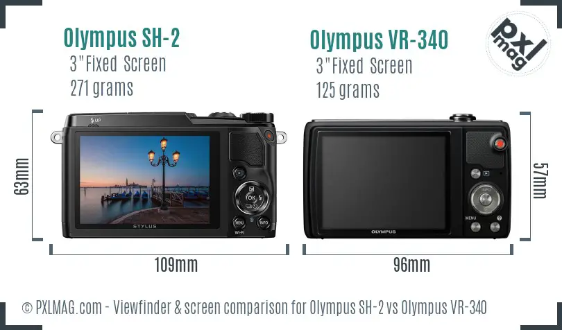Olympus SH-2 vs Olympus VR-340 Screen and Viewfinder comparison
