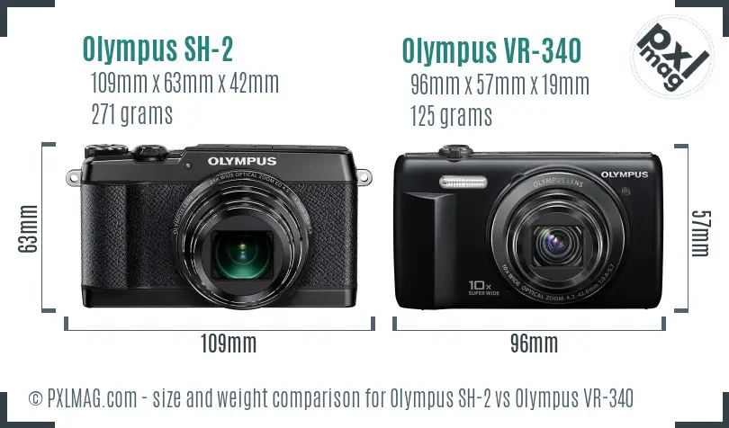 Olympus SH-2 vs Olympus VR-340 size comparison