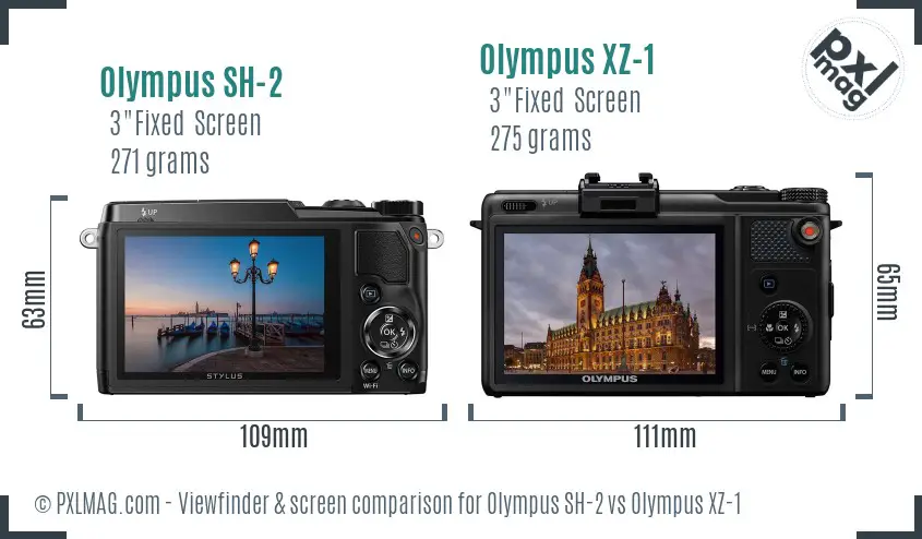 Olympus SH-2 vs Olympus XZ-1 Screen and Viewfinder comparison