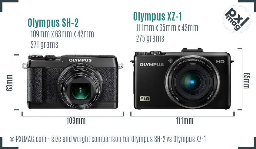Olympus SH-2 vs Olympus XZ-1 size comparison