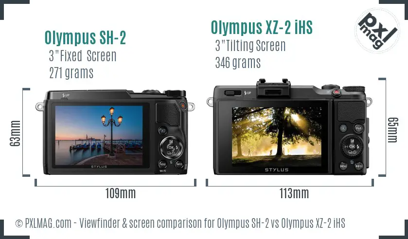 Olympus SH-2 vs Olympus XZ-2 iHS Screen and Viewfinder comparison