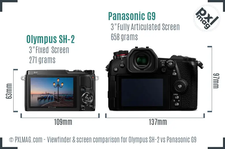 Olympus SH-2 vs Panasonic G9 Screen and Viewfinder comparison