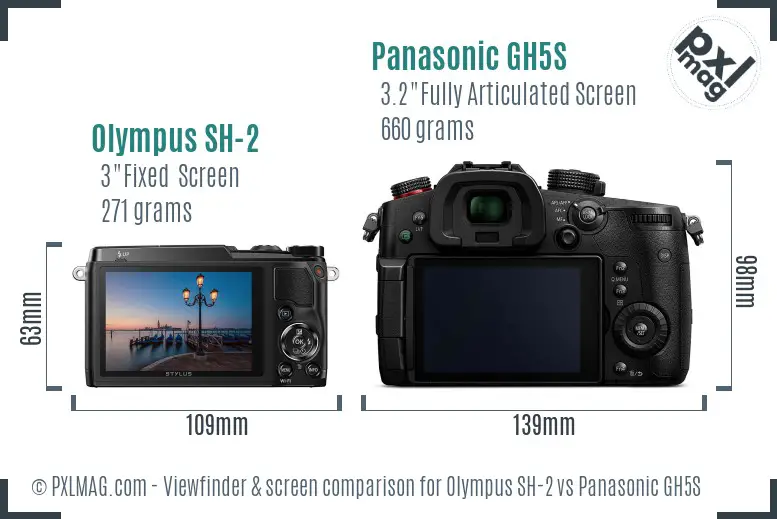 Olympus SH-2 vs Panasonic GH5S Screen and Viewfinder comparison