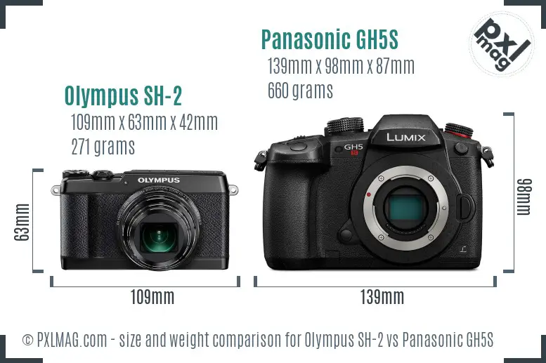 Olympus SH-2 vs Panasonic GH5S size comparison