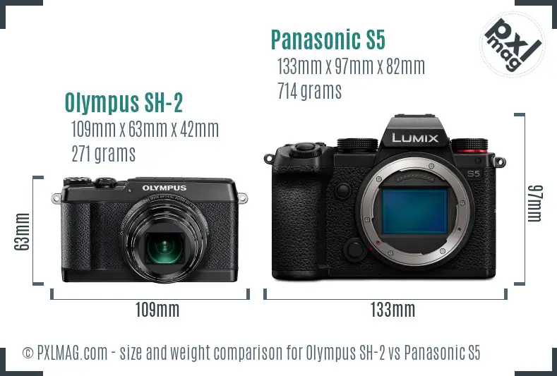 Olympus SH-2 vs Panasonic S5 size comparison
