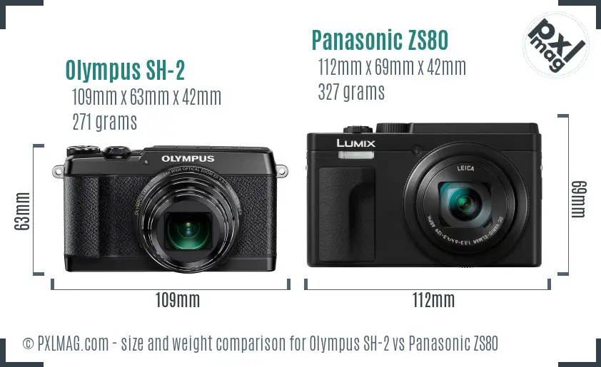 Olympus SH-2 vs Panasonic ZS80 size comparison
