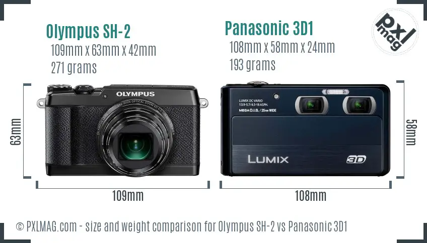 Olympus SH-2 vs Panasonic 3D1 size comparison