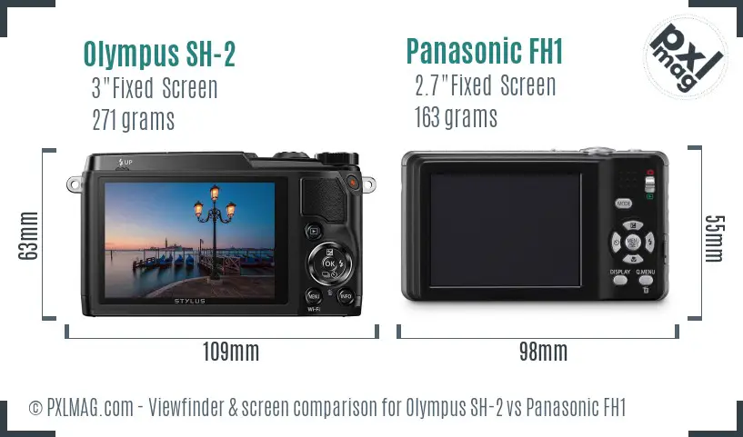 Olympus SH-2 vs Panasonic FH1 Screen and Viewfinder comparison