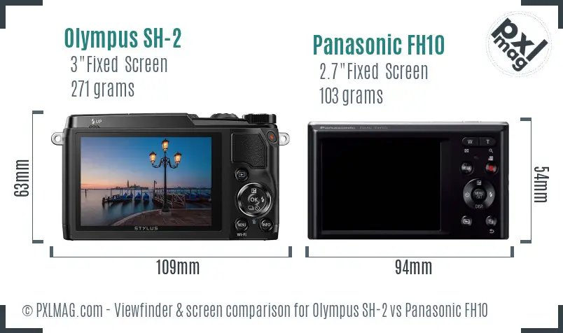 Olympus SH-2 vs Panasonic FH10 Screen and Viewfinder comparison