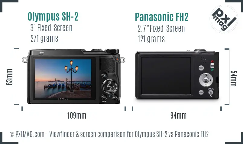Olympus SH-2 vs Panasonic FH2 Screen and Viewfinder comparison