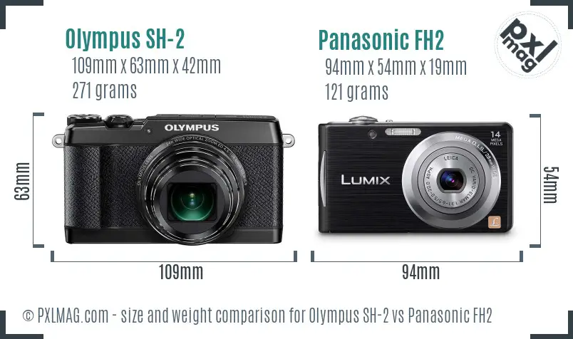 Olympus SH-2 vs Panasonic FH2 size comparison