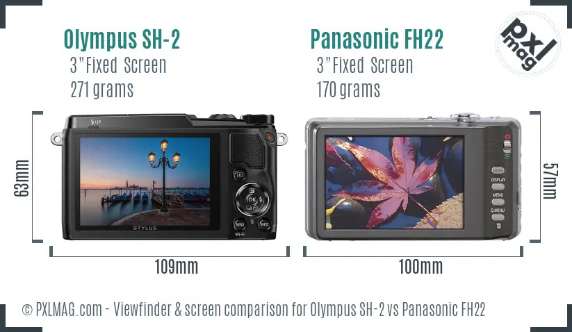 Olympus SH-2 vs Panasonic FH22 Screen and Viewfinder comparison