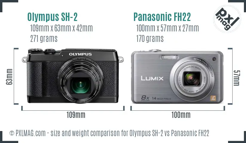 Olympus SH-2 vs Panasonic FH22 size comparison