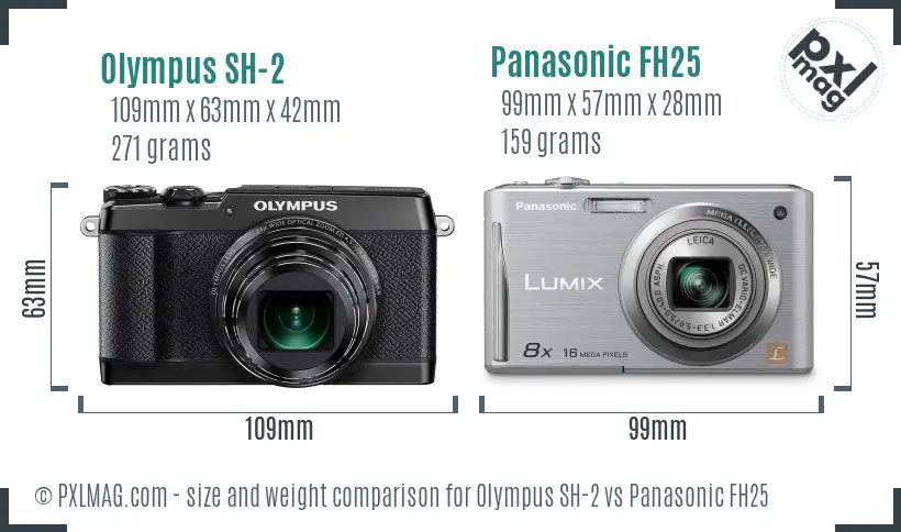 Olympus SH-2 vs Panasonic FH25 size comparison