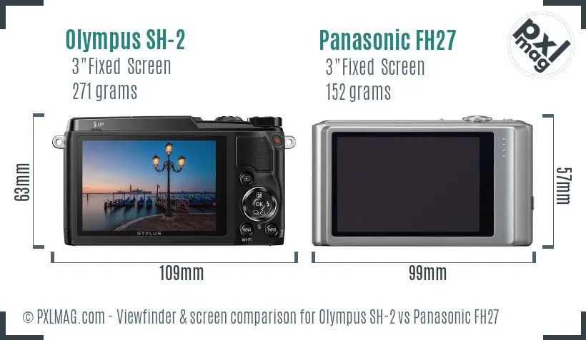 Olympus SH-2 vs Panasonic FH27 Screen and Viewfinder comparison