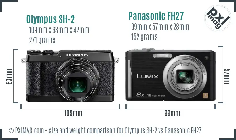 Olympus SH-2 vs Panasonic FH27 size comparison