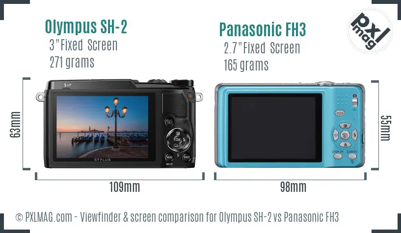 Olympus SH-2 vs Panasonic FH3 Screen and Viewfinder comparison