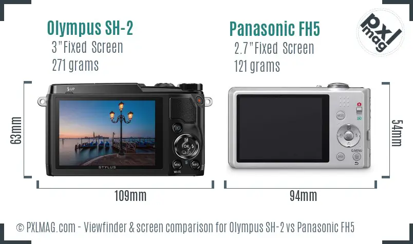 Olympus SH-2 vs Panasonic FH5 Screen and Viewfinder comparison