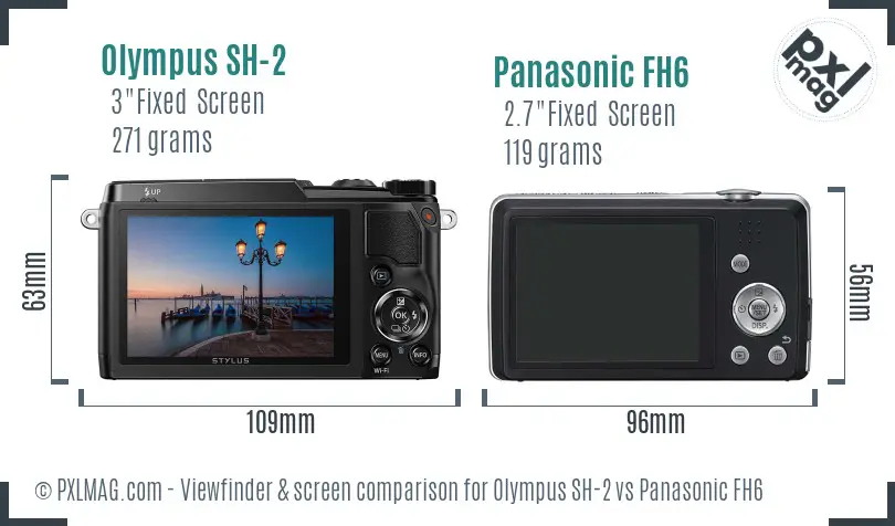 Olympus SH-2 vs Panasonic FH6 Screen and Viewfinder comparison