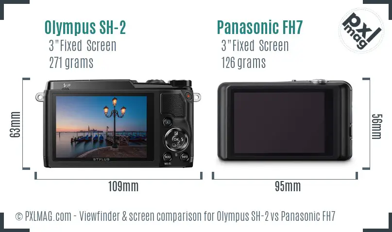Olympus SH-2 vs Panasonic FH7 Screen and Viewfinder comparison