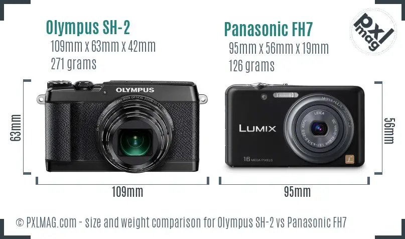 Olympus SH-2 vs Panasonic FH7 size comparison