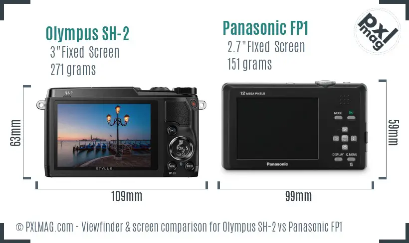 Olympus SH-2 vs Panasonic FP1 Screen and Viewfinder comparison