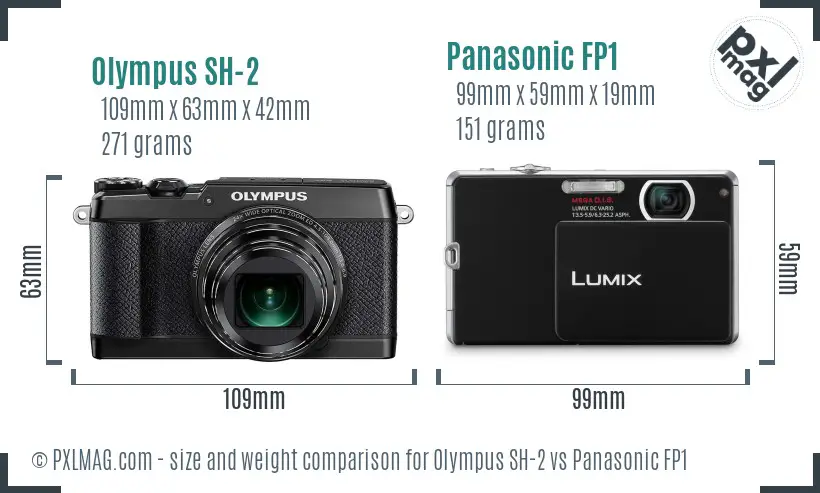 Olympus SH-2 vs Panasonic FP1 size comparison