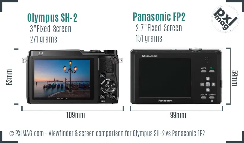 Olympus SH-2 vs Panasonic FP2 Screen and Viewfinder comparison