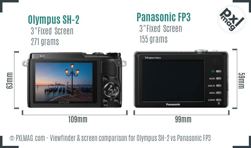 Olympus SH-2 vs Panasonic FP3 Screen and Viewfinder comparison