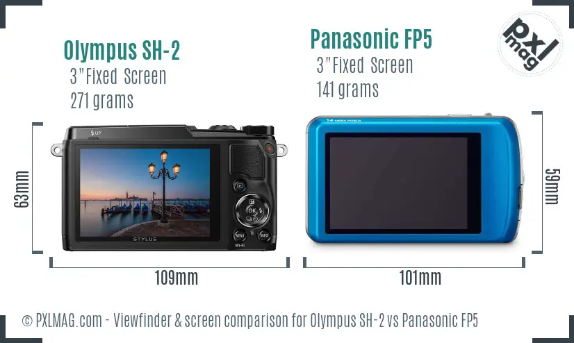 Olympus SH-2 vs Panasonic FP5 Screen and Viewfinder comparison