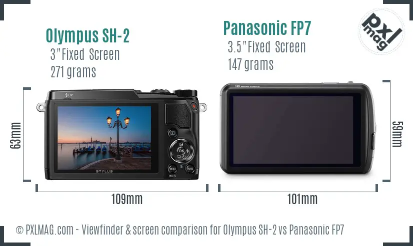 Olympus SH-2 vs Panasonic FP7 Screen and Viewfinder comparison