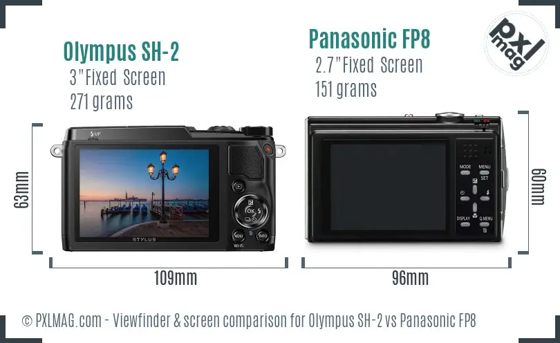 Olympus SH-2 vs Panasonic FP8 Screen and Viewfinder comparison