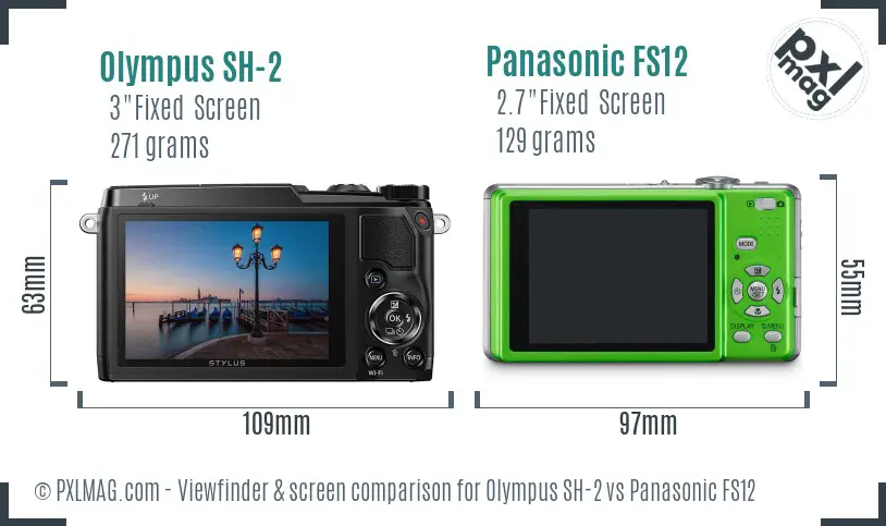 Olympus SH-2 vs Panasonic FS12 Screen and Viewfinder comparison