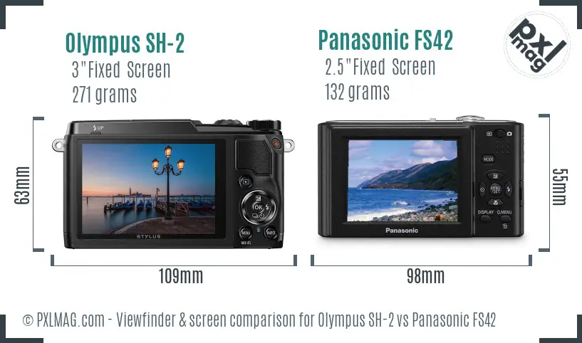 Olympus SH-2 vs Panasonic FS42 Screen and Viewfinder comparison
