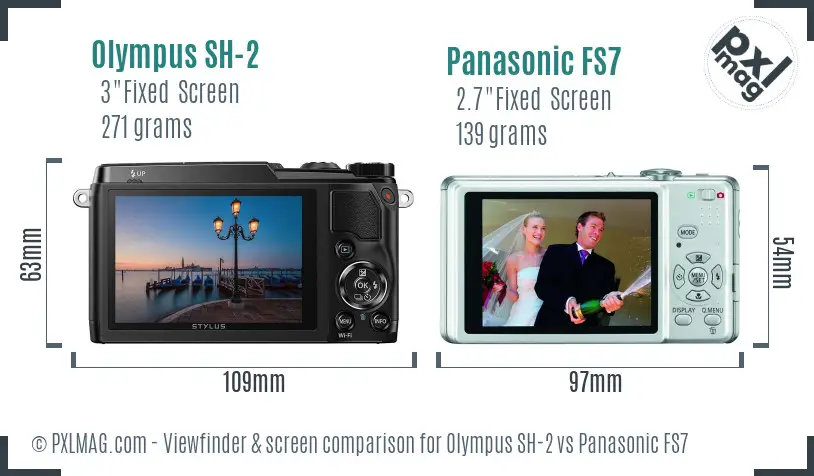 Olympus SH-2 vs Panasonic FS7 Screen and Viewfinder comparison