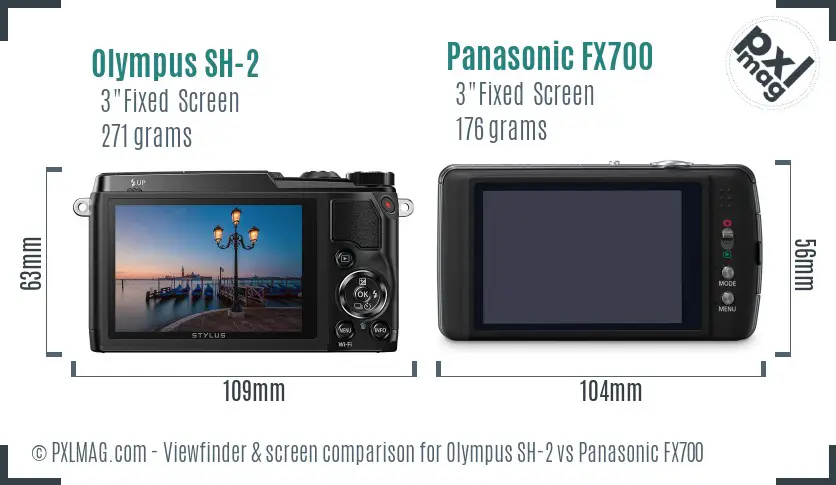 Olympus SH-2 vs Panasonic FX700 Screen and Viewfinder comparison