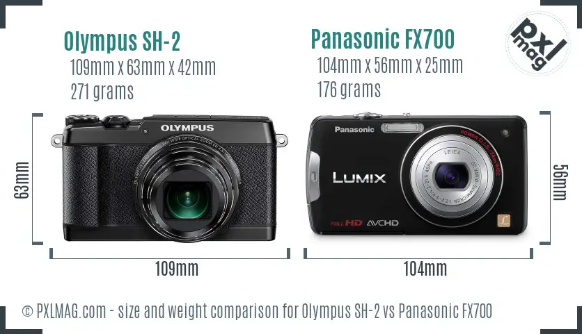 Olympus SH-2 vs Panasonic FX700 size comparison