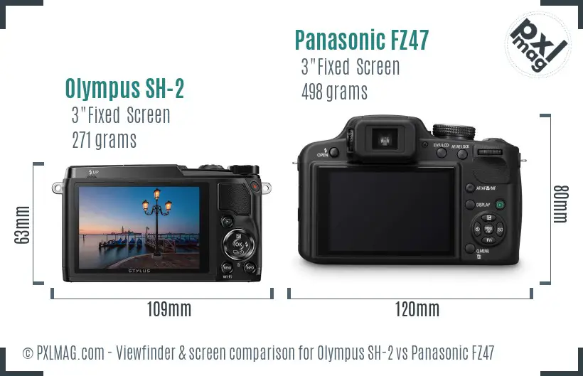Olympus SH-2 vs Panasonic FZ47 Screen and Viewfinder comparison