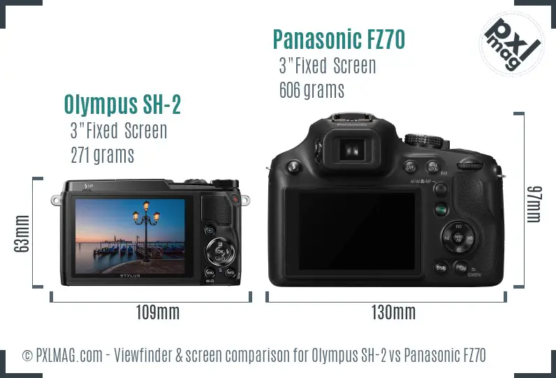 Olympus SH-2 vs Panasonic FZ70 Screen and Viewfinder comparison