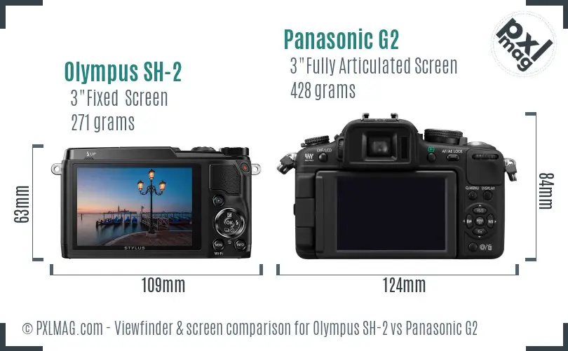 Olympus SH-2 vs Panasonic G2 Screen and Viewfinder comparison