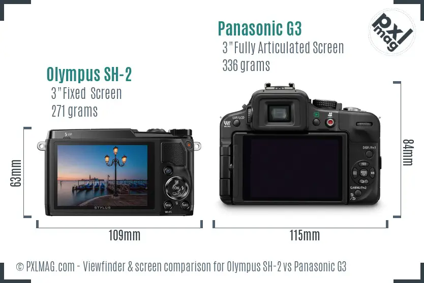 Olympus SH-2 vs Panasonic G3 Screen and Viewfinder comparison