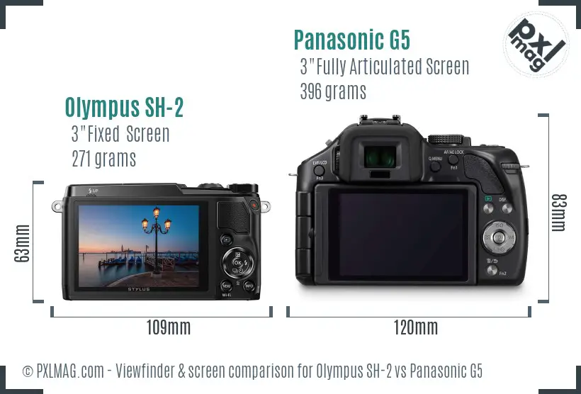 Olympus SH-2 vs Panasonic G5 Screen and Viewfinder comparison