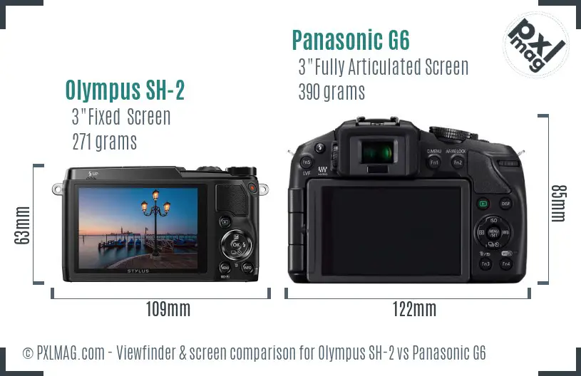 Olympus SH-2 vs Panasonic G6 Screen and Viewfinder comparison