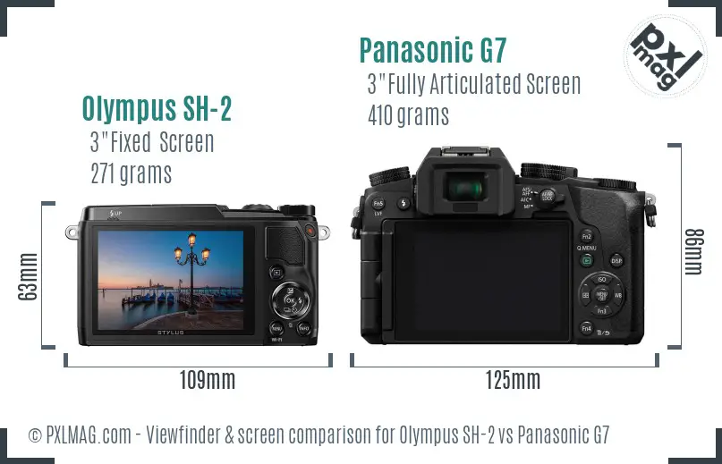 Olympus SH-2 vs Panasonic G7 Screen and Viewfinder comparison