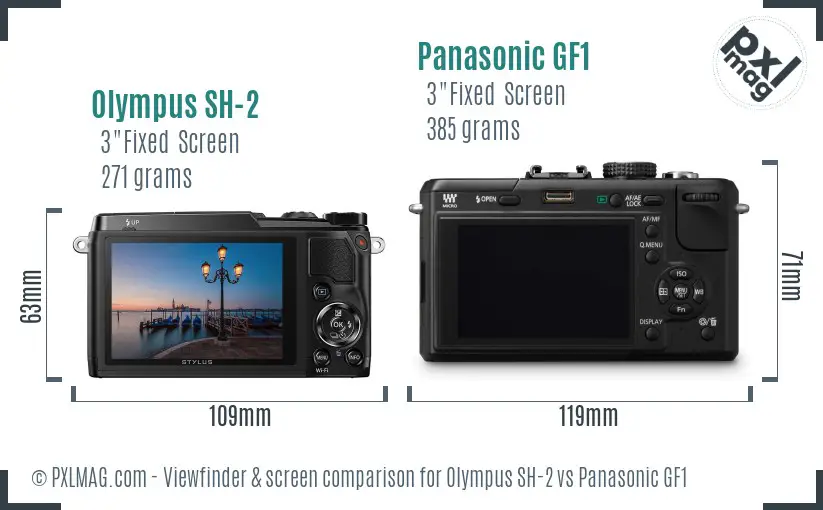 Olympus SH-2 vs Panasonic GF1 Screen and Viewfinder comparison