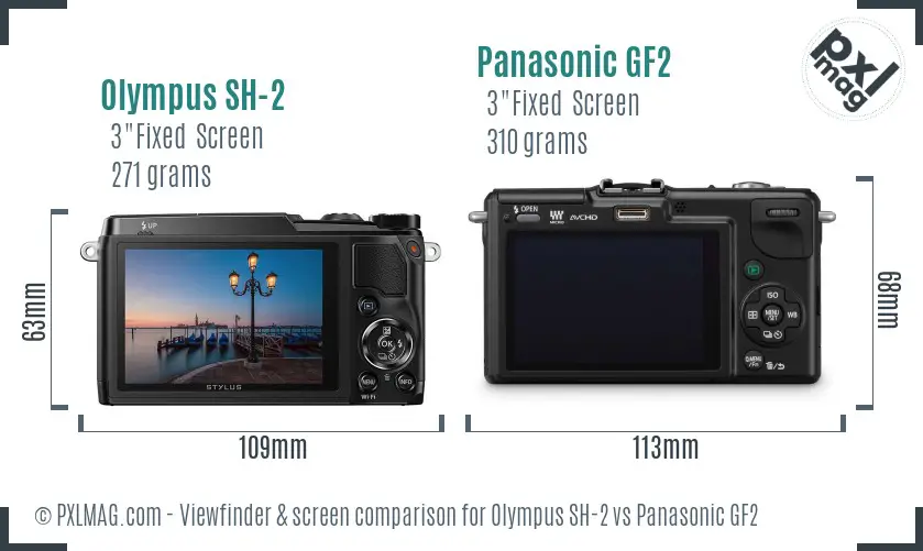 Olympus SH-2 vs Panasonic GF2 Screen and Viewfinder comparison