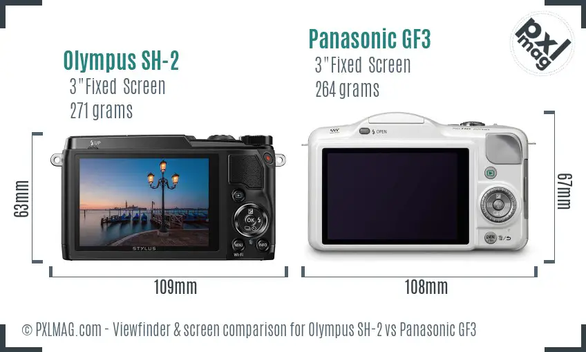 Olympus SH-2 vs Panasonic GF3 Screen and Viewfinder comparison