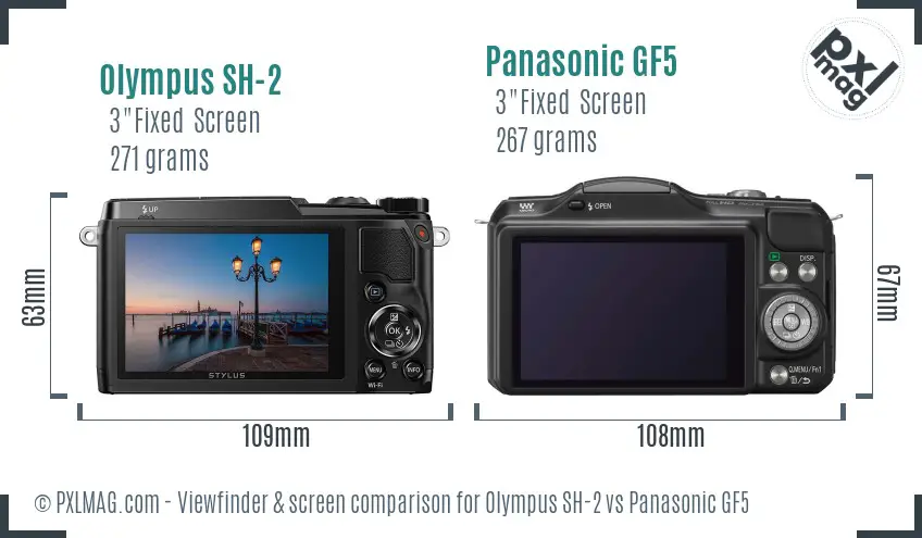 Olympus SH-2 vs Panasonic GF5 Screen and Viewfinder comparison