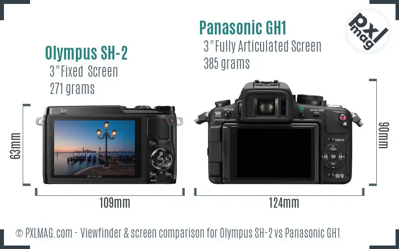 Olympus SH-2 vs Panasonic GH1 Screen and Viewfinder comparison