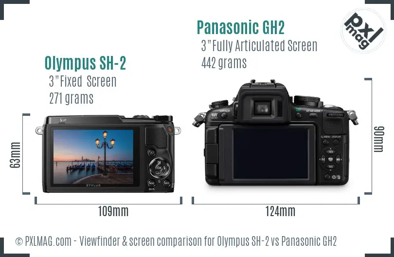 Olympus SH-2 vs Panasonic GH2 Screen and Viewfinder comparison